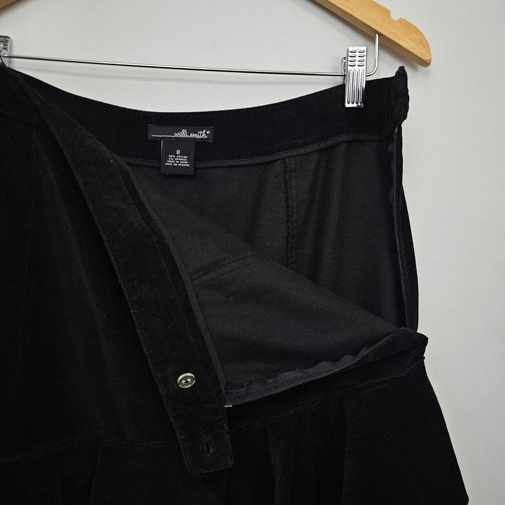 Y2K Corduroy Skirt 8 Black Tiered Ruffle Renaissance Western Dark Fairy Boho Vtg